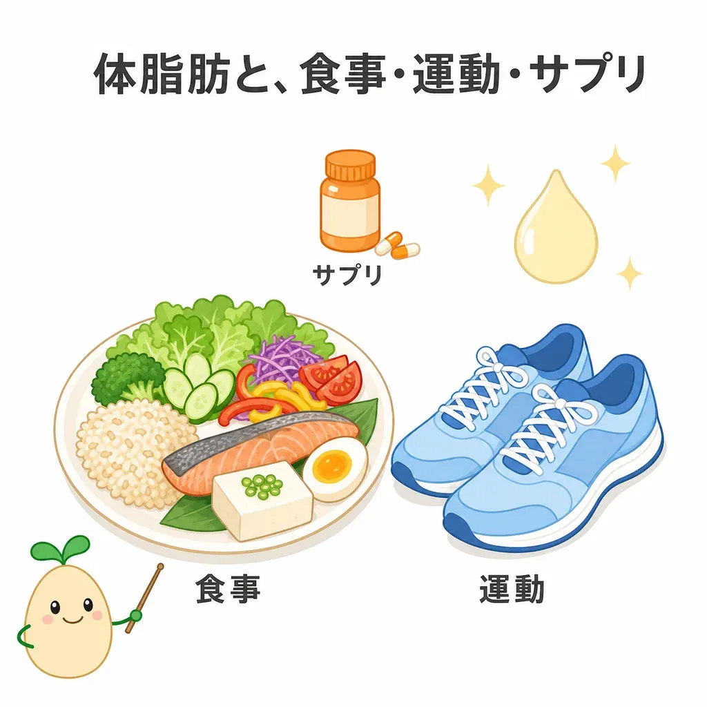 「燃やす」より「使われやすくする」。土台は食事と運動です。