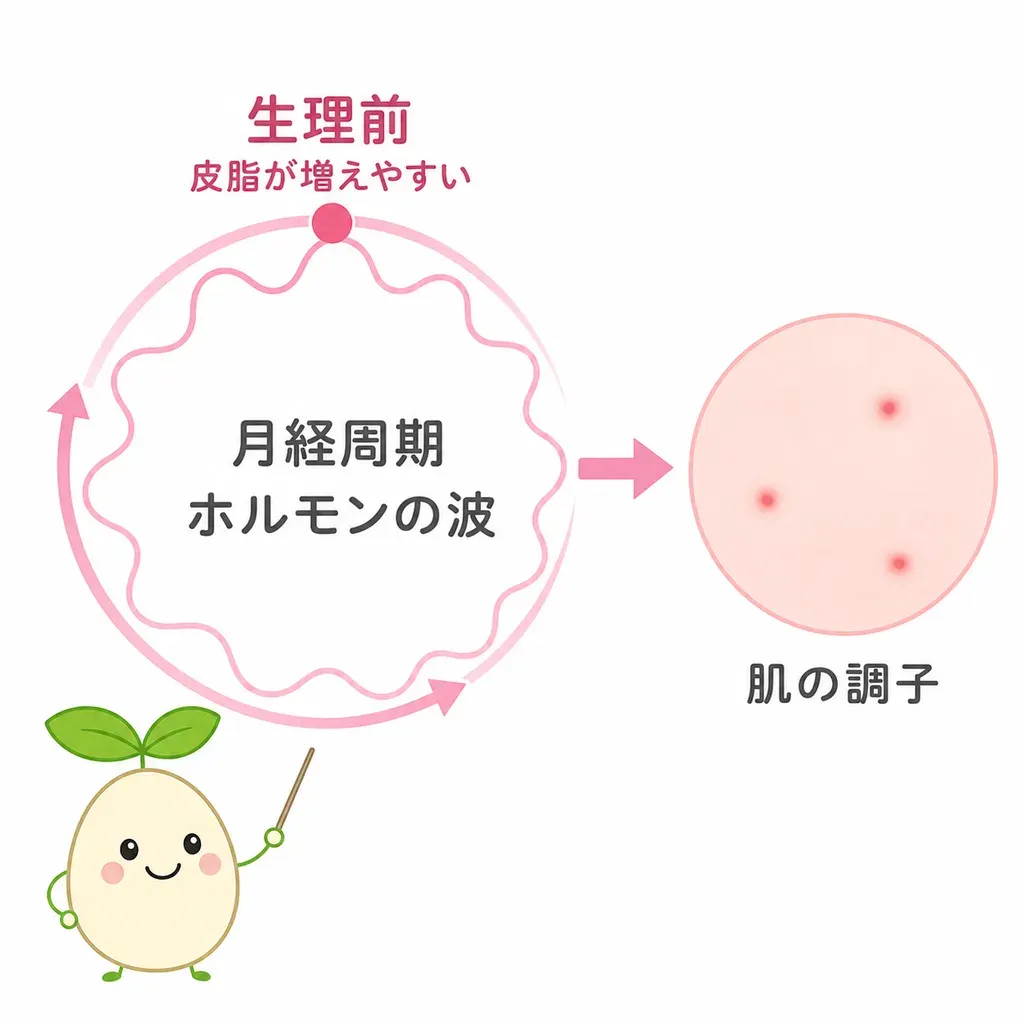 ホルモンの波と、肌の調子はつながっています。