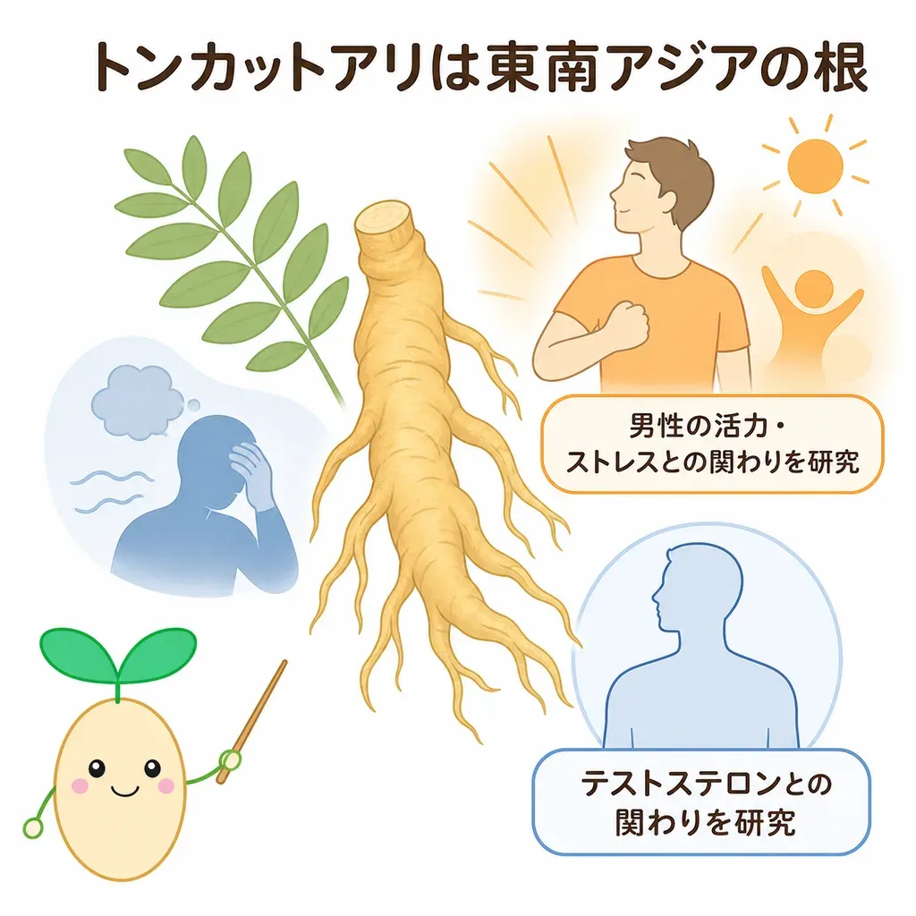 トンカットアリが体の中でどんなはたらきに関わるかをやさしく示した図